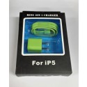 KIT CARGADOR 2 PIEZAS APPLE IPHONE 5G VERDE