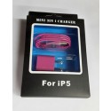KIT CARGADOR 2 PIEZAS APPLE IPHONE 5G ROSADO