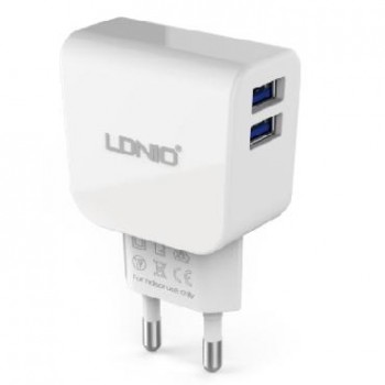 CARGADOR DE PARED LDNIO 2.1 AMPERIOS 2 EN 1 ALTA CALIDAD