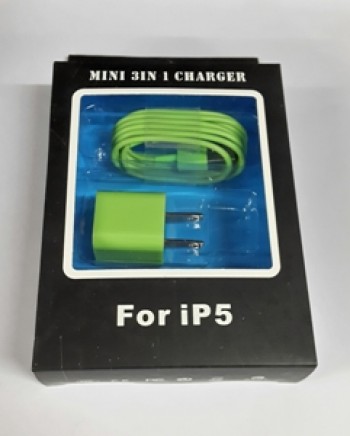 KIT CARGADOR 2 PIEZAS APPLE IPHONE 5G VERDE