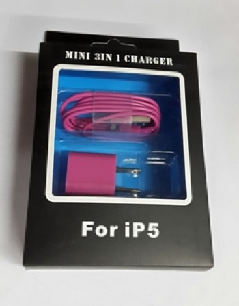 KIT CARGADOR 2 PIEZAS APPLE IPHONE 5G ROSADO