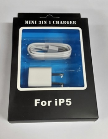 KIT CARGADOR 2 PIEZAS APPLE IPHONE 5G BLANCO