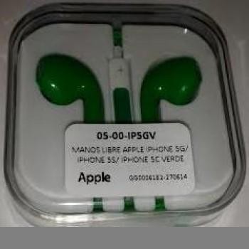 MANOS LIBRE APPLE IPHONE VERDE CON CONTROL