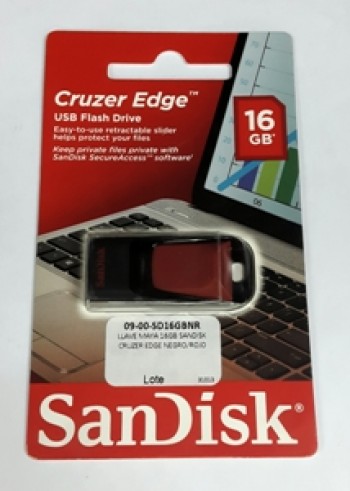 LLAVE MAYA 16GB SANDISK CRUZER EDGE NEGRO/ROJO