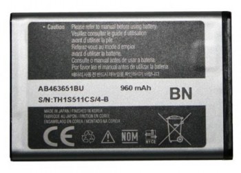 BATERIA SAMSUNG AB463651B B3410 B5310 S3370 C3060 C3222 C3322 C3500 Ch@t C3510 M7500 M7600 S550 S5560 S5600 S7070 S7220 F400 J800 L700 ZV60 S3650 M3710 S5620 S5260 T559 E2220 E2222 C3310 C3510