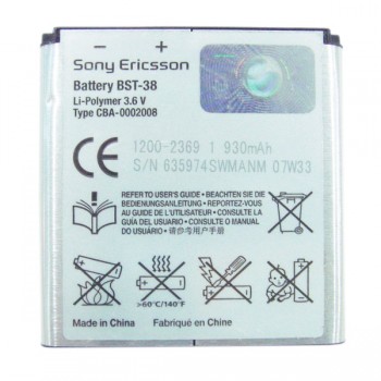 Bateria Sony BST38 C510/C902/C905/F100Jalou K770/K850/R300/R306 S312/S500/T303/T650 W580/W760/W902/W980 W995/Xperia X10 mini Pro U20/Z770/Z780/W150 Yendo